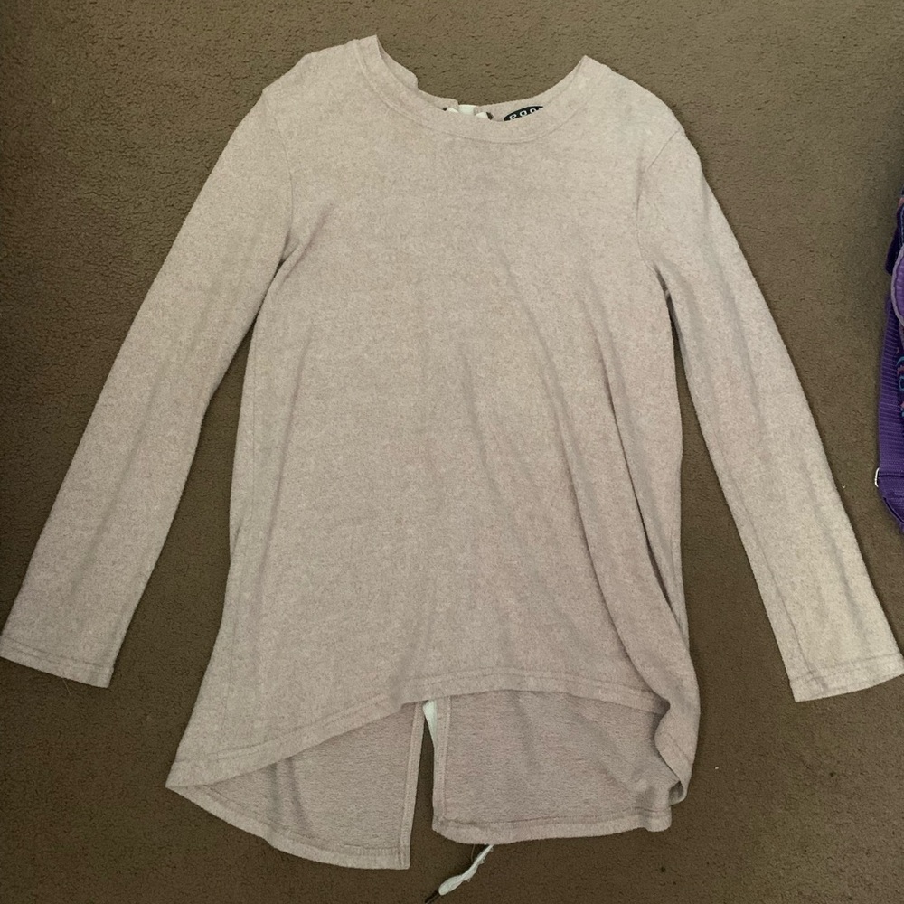 Poof New❤️York wool sweater, size large, pink with a lace up back.